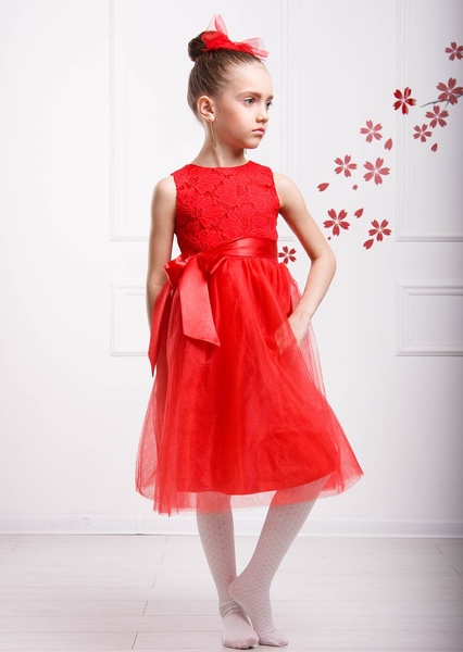 Платье для девочки Венеция красный София Шелест, Красный, 122