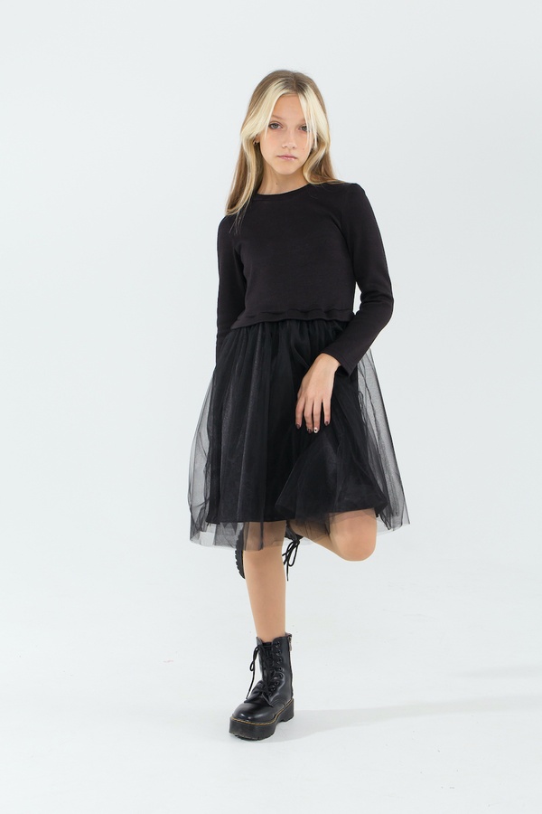 Платье для девочки нарядное Лея черное, Черный, 122