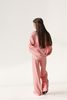 Трикотажный костюм для девочки с контрастными кантами короткое зип-худи и палаццо, Розовый, 122