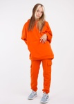 Комплект для дівчат худі оверсайз та штани-карго помаранчовий, Оранжевий, 122