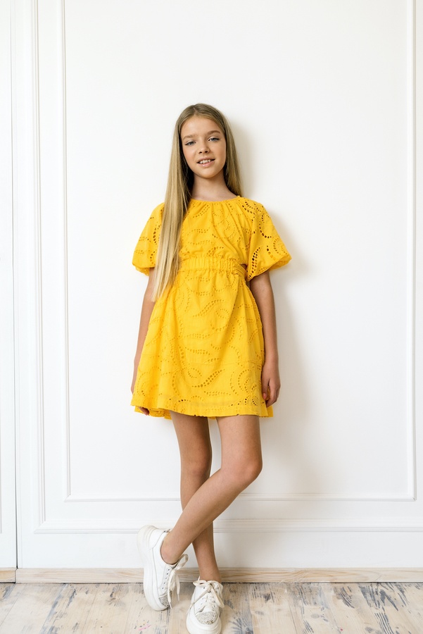 Літнє Плаття для Дівчинки PMR015 Жовте, Жовтий, 140