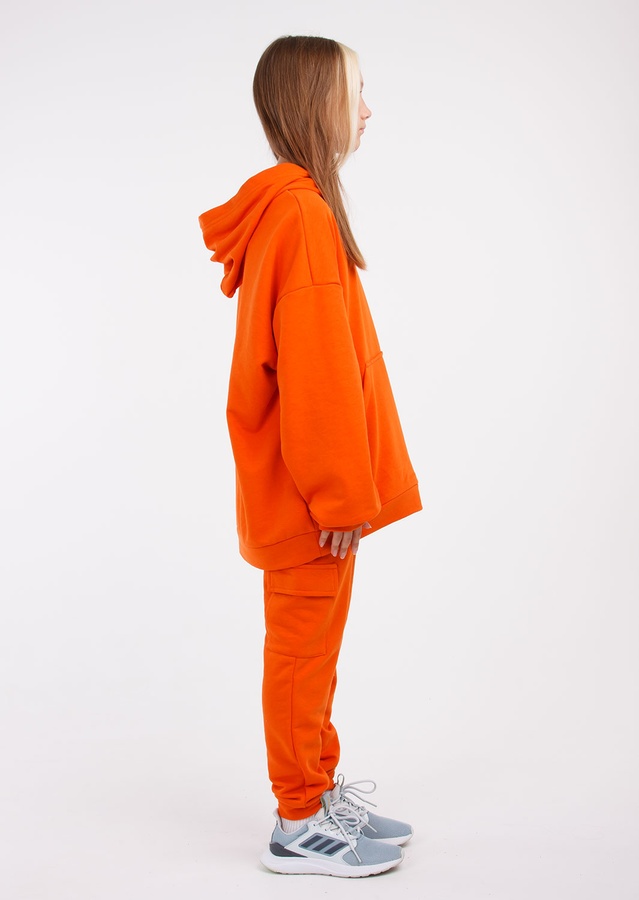 Комплект для девочки худи оверсайз и штаны-карго оранжевый, Оранжевый, 122