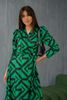 Жіноча сукня на запах з геометричним принтом, Зелений, S