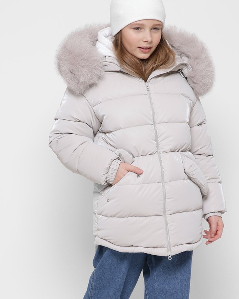 Яркая куртка с матовым блеском для девочек (6-17 років) xw_dt-8325-10, Світло-сірий, 30