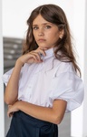 Блуза з рукавами-буфами для дівчинки біла, Білий, 122