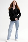 Пуловер женский SV-6998-8 трикотажный свободного силуэта черный, Чорний, One Size