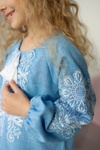 Вышиванка для девочки с орнаменто голубая, Голубой, 104