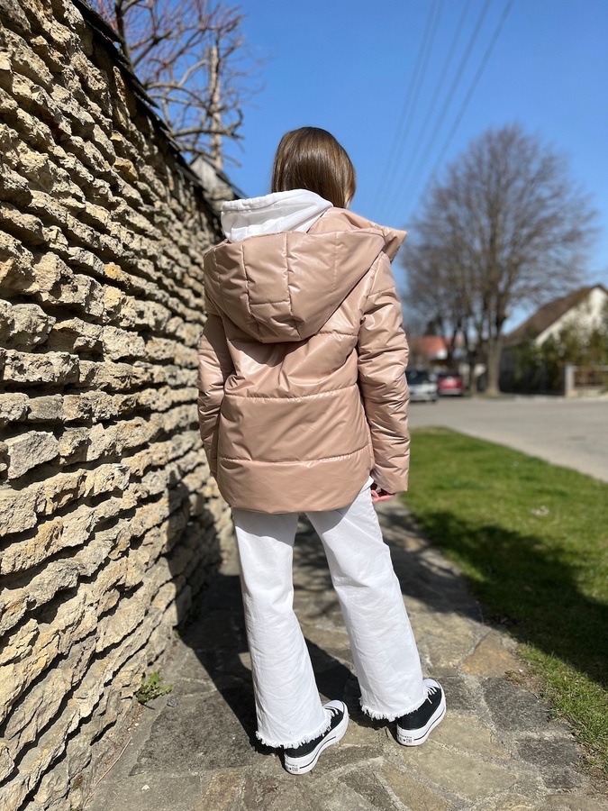 Куртка для девочки подростка бежевая, Бежевый, XS