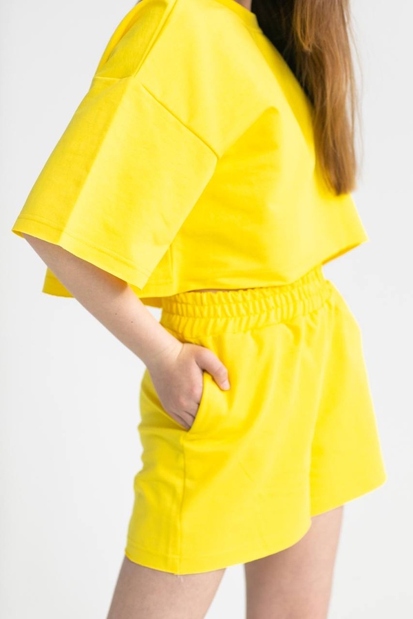 Літній костюм футболка і шорти TL0012 жовтий, Жовтий, 140-146