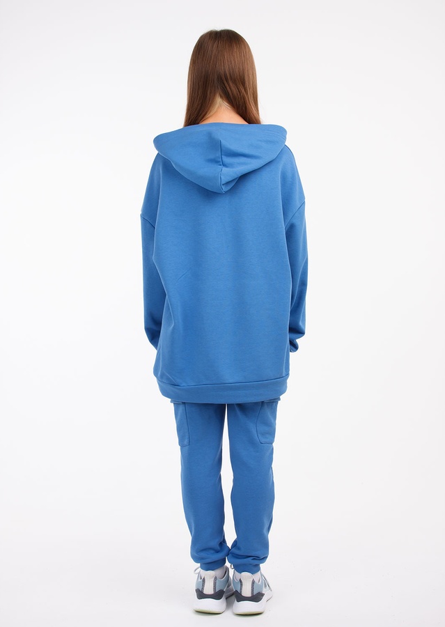 Комплект для дівчинки худі оверсайз та штани-карго синій, Синий, 122