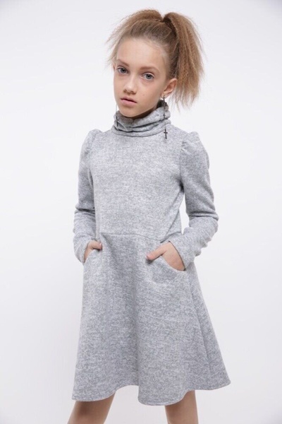 Платье для девочки Элен серый, Серый, 146