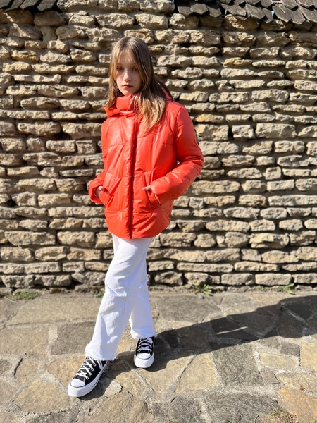 Куртка для дівчинки підлітка оранжева, Оранжевий, XS