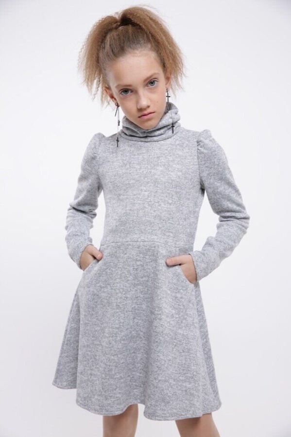 Платье для девочки Элен серый, Серый, 122