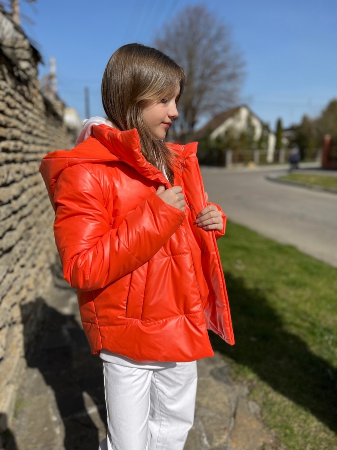 Куртка для девочки подростка оранжевая, Оранжевый, XS