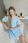 Летнее платье для девочки PMR016 голубое, Голубой, 122