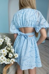 Летнее платье для девочки PMR016 голубое, Голубой, 140