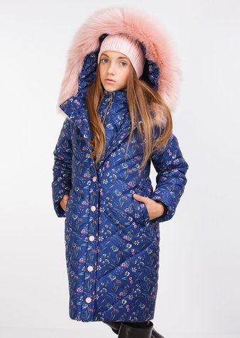 Зимняя для девочки куртка Джудит синий, 128
