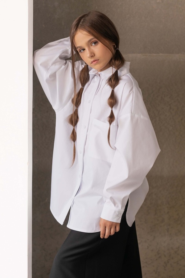 Сорочка для дівчинки вільного крою біла, Білий, 110