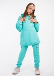 Комплект для дівчинки худі оверсайз та штани-карго бірюзовий, Фіолетовий, 134