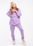 Комплект для дівчат худі оверсайз та штани-карго фіолетовий, Фиолетовый, 122