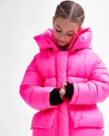 Пухова куртка для дівчинки DT-8359-15 з трикотажними манжетами на рукавах рожевий, Рожевий, 34