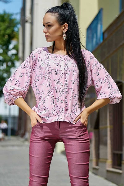 Блуза 1171.3551, светло-розовый с розовыми цветами, M