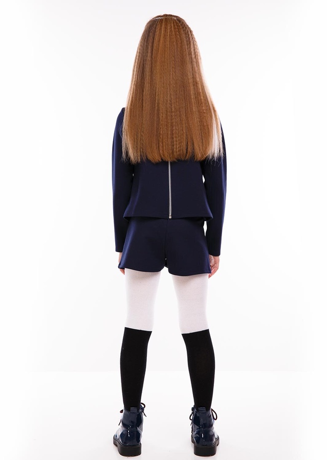 Костюм для девочки Гвен кофта+брюки синий подросток, Темно-синий, 152
