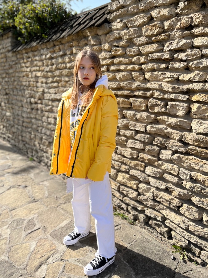Куртка для дівчинки підлітка жовта, Жовтий, XS