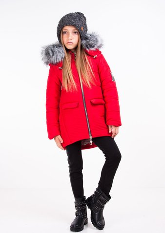 Зимняя куртка для девочки Линда красный, 122