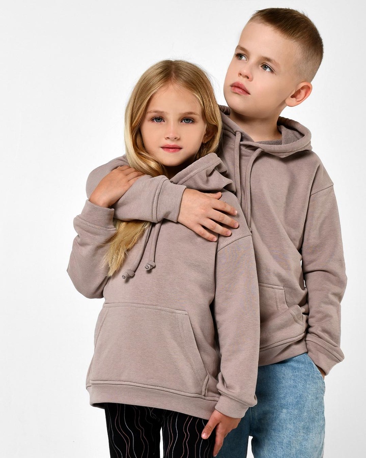 Детское худи HD-12017-10 с карманом и капюшоном со шнурком бежевый, Бежевый, 110