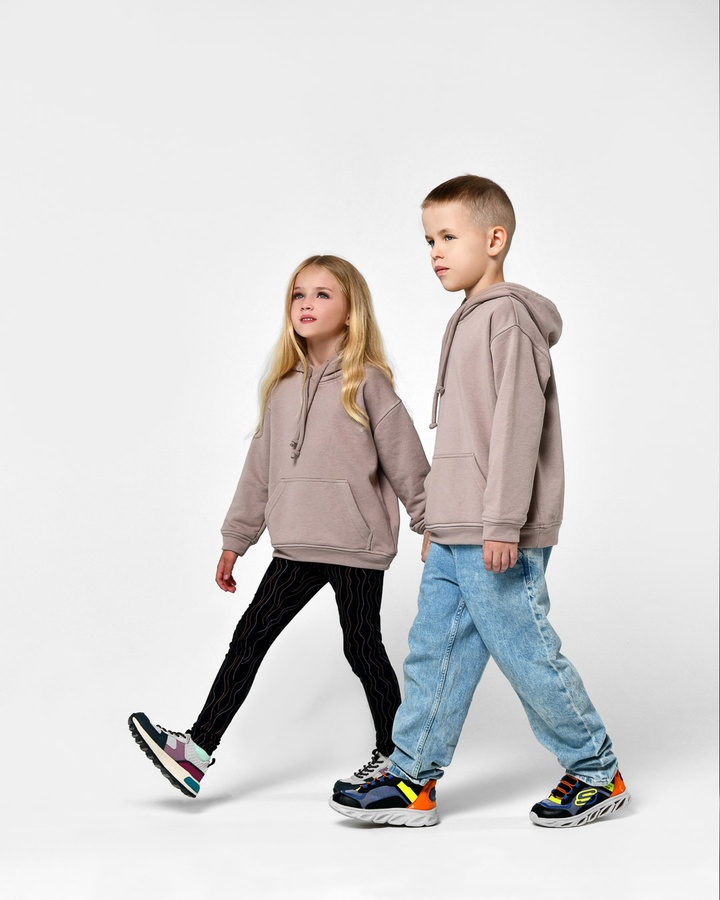 Детское худи HD-12017-10 с карманом и капюшоном со шнурком бежевый, Бежевый, 110