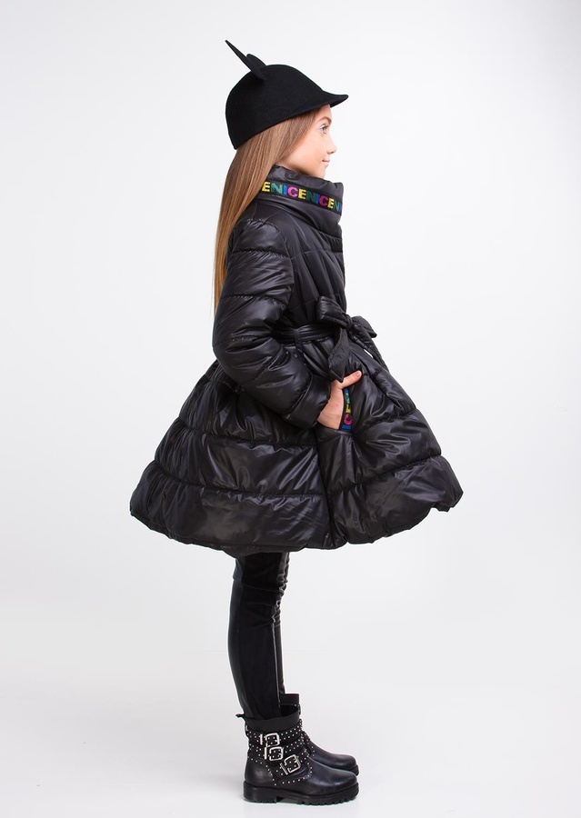 Куртка для девочки Медина черная, Черный, 128