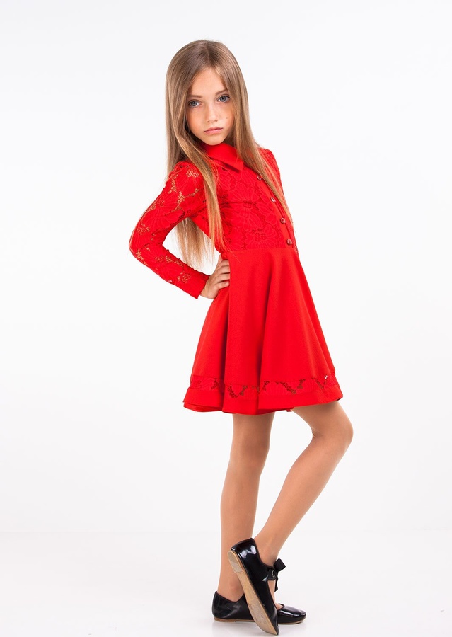 Плаття для дівчинки Сицілія червоний, Червоний, 134