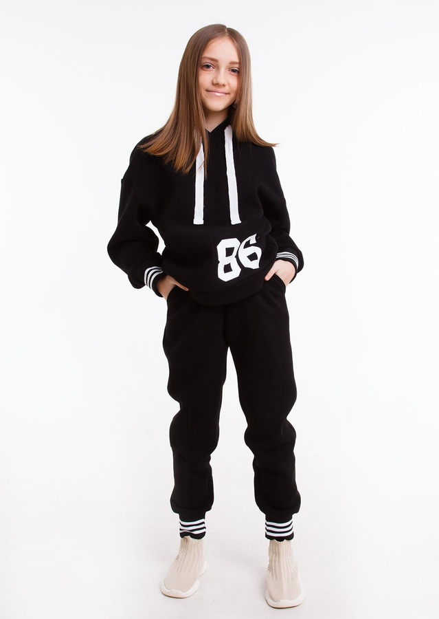 Спортивний костюм для дівчинки Стріт Чорний, Черный, 122