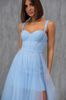 Платье-бюстье нарядное с пышной юбкой и завязкой на спине, Голубой, 36(S)