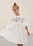 Платье вышиванка для девочки "Зайчики" Белый, Белый, 140