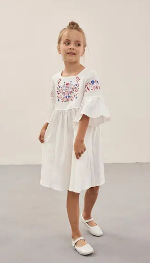 Плаття вишиванка для дівчинки "Зайчики" Білий, Білий, 122