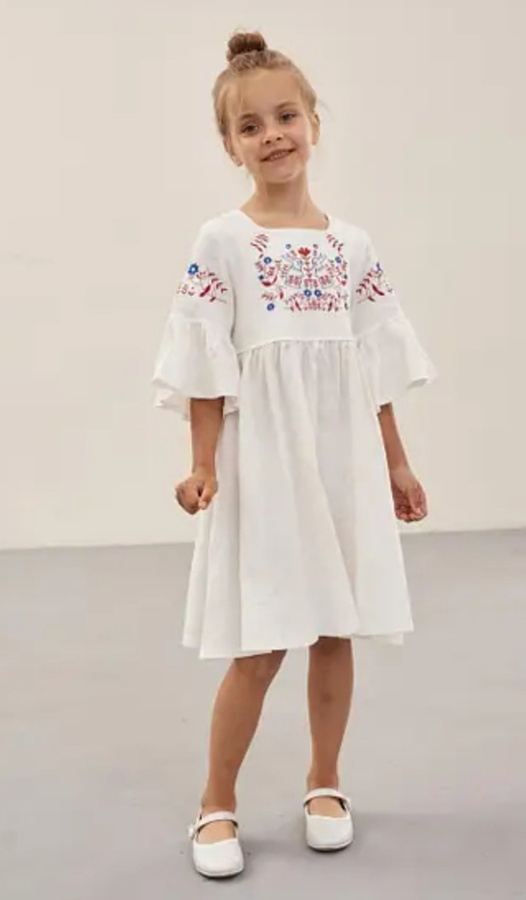 Плаття вишиванка для дівчинки "Зайчики" Білий, Білий, 122