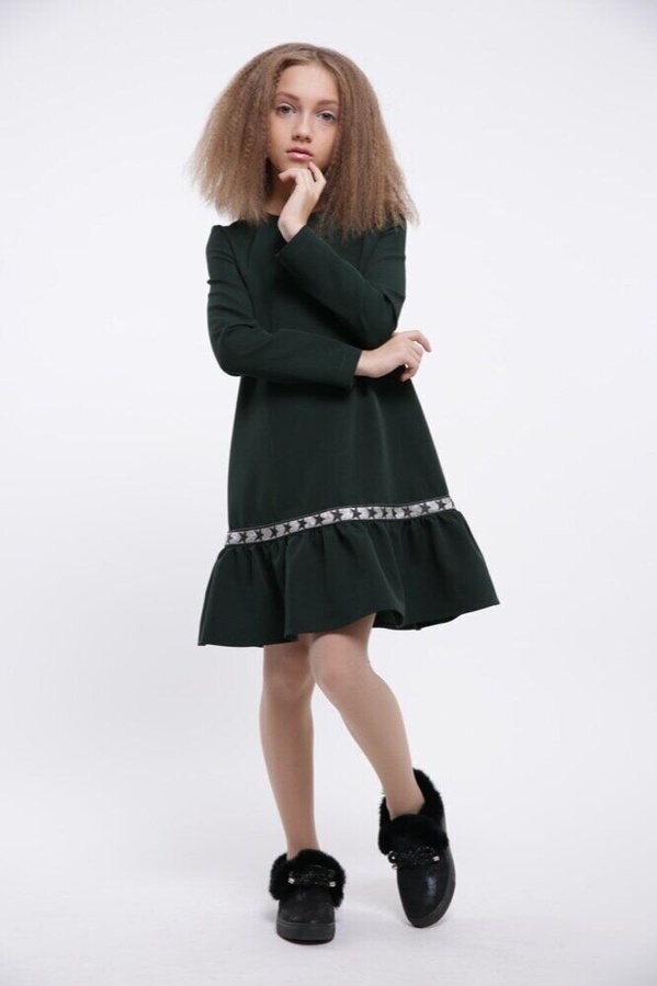 Платье для девочки Валерия зеленый, Зелёный, 134