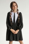 Сукня шкільна з білим комірцем для дівчинки чорна, Чорний, 122