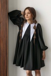 Платье школьное с белым воротничком для девочки черное, Чорний, 158
