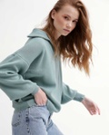 Пуловер свободный женский SV-6998-7 с воротником и застежкой-молнией мятный, Мятный, One Size