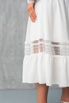 Плаття-міді в стилі бохо з мереживом, Білий, 36(S)