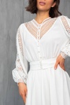 Плаття-міді в стилі бохо з мереживом, Білий, 36(S)