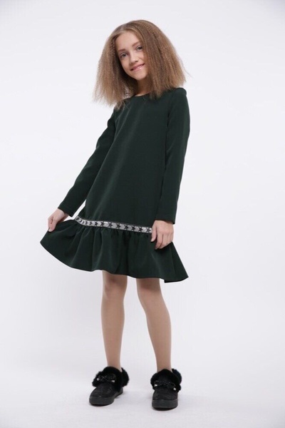 Платье для девочки Валерия зеленый, Зелёный, 146