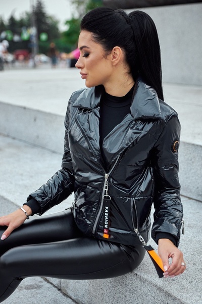 Жіноча куртка-косуха 1630.4283, черный с синим отливом, S