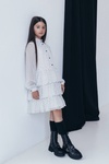 Платье для Девочки PMR041 из Шифона в Горошек Белое, Белый, 134