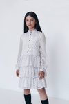 Платье для Девочки PMR041 из Шифона в Горошек Белое, Белый, 158