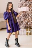 Фото Сукня святкова з екошкіри для дівчинки фіолетова