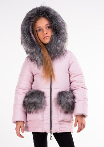 Зимняя для девочки куртка Тикси розовый, 128